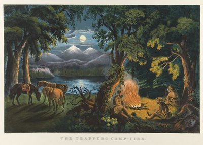 Tuzakçıların Kamp Ateşi by Currier and Ives