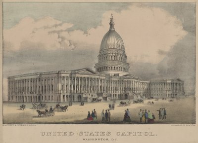 Amerika Birleşik Devletleri Capitol, Washington, DC 1872 (renkli litografi) by Currier and Ives