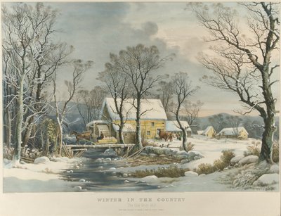 Kırda Kış, Eski Grist Değirmeni by Currier and Ives