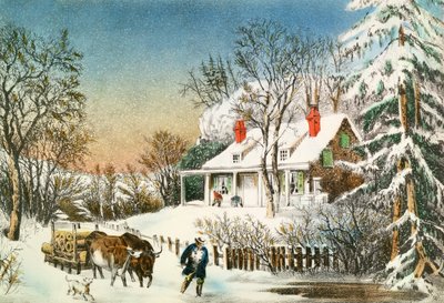 Günlükleri Eve Getirmek, Kış Manzarası, 19. yüzyıl by N. and Ives, J.M. Currier