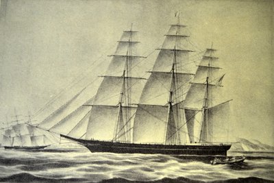 Currier & Ives İllüstrasyon 19. Yüzyıl. Clipper gemisi Hurricane by N. and Ives, J.M. Currier