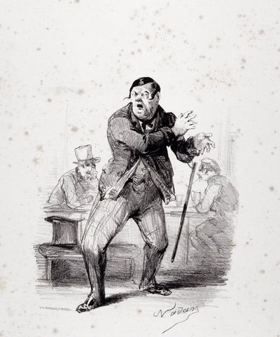 Komedyenler sahnede. "Les Ficelles Dramatiques unrolled by Berthelier de l