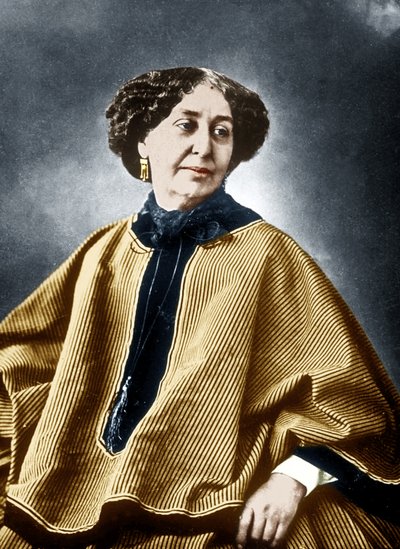 Fransız yazar George Sand (Aurore Dupin 1804-1876) 1864, fotoğraf Nadar tarafından, renklendirilmiş belge by Nadar