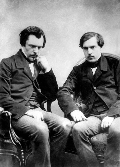 Fransız yazarlar Edmond ve Jules de Goncourt kardeşler c. Nadar tarafından 1855 resmi by Nadar