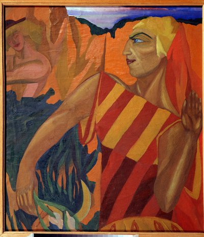 Medee - Bale için Kostüm Tasarımı Altın Post (Medea. Altın Post Bale için Kostüm Tasarımı) - Tablo Nadhezhda Vladimirovna Lermontova (1885-1921), tuval üzerine yağlı boya by Nadezhda Vladimirovna Lermontova