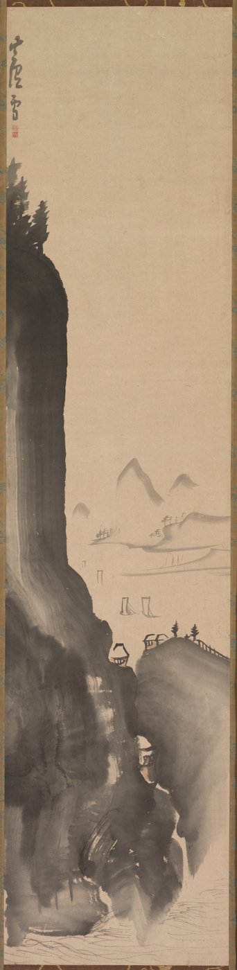 Dağlar ve Uzak Tekneler, 18. yüzyılın sonları. by Nagasawa Rosetsu