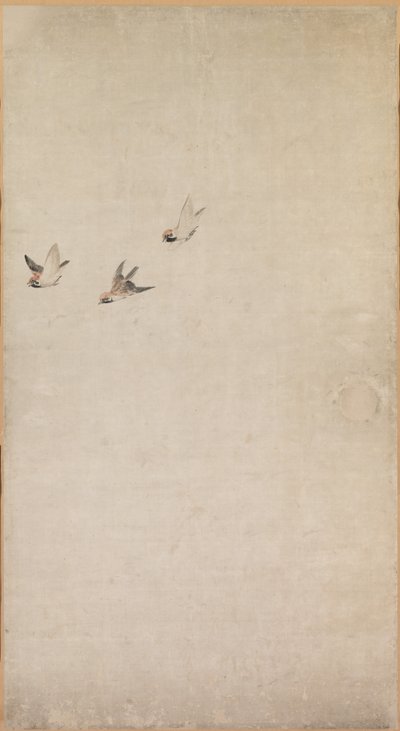 Köpek Yavruları, Serçeler ve Krizantemler, 1754-1799. by Nagasawa Rosetsu