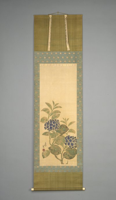 Ortanca, 19. yüzyılın başlarında (kağıt üzerine mürekkep ve sulu boya) by Nakamura Hochu