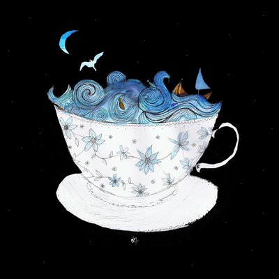 Çay Fincanı İçinde Fırtına, 2020 (karma teknik) by Nancy Moniz Charalambous