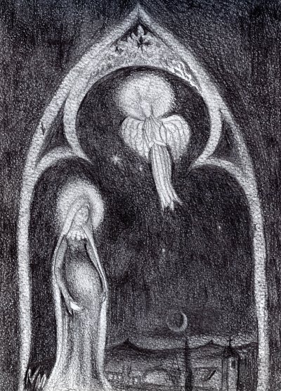 Angel Gabriel, 2015, (Kart üzerinde Grafit Kalem Çalışması) by Nancy Moniz Charalambous