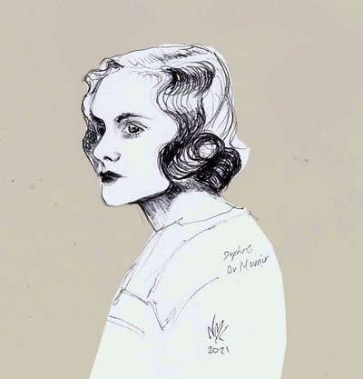 Daphne Du Maurier, 2021 (çizim) by Nancy Moniz Charalambous