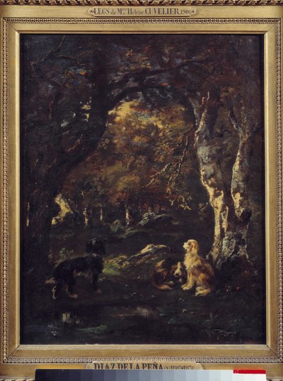 Ormandaki Köpekler Tablosu, Narcissus Diaz de la Pena tarafından by Narcisse Virgile Diaz de la Peña