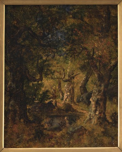 Göl ve Figürlü Bir Ahşabın İçi by Narcisse Virgile Diaz de la Peña