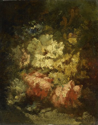 Beyaz ve Kırmızı Güllü Natürmort by Narcisse Virgile Diaz de la Peña