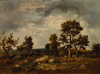 Engerek Göleti Yakınındaki Yol, Fontainebleau Ormanı, c. 1860'lar (ahşap panel üzerine yağlıboya) by Narcisse Virgile Diaz de la Peña