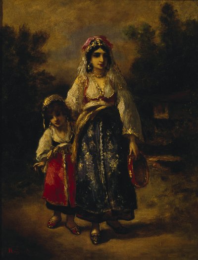 kadın ve kız by Narcisse Virgile Diaz de la Peña