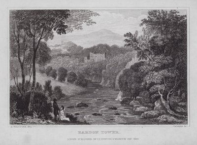 Bardon Kulesi (gravür) by Nathaniel (after) Whittock