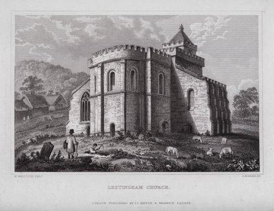 Lestingham Kilisesi (gravür) by Nathaniel (after) Whittock