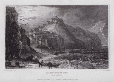 Robin Hoods Bay, Whitby yakınında (gravür) by Nathaniel (after) Whittock