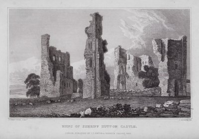 Şerif Hutton Kalesi Harabeleri (gravür) by Nathaniel (after) Whittock