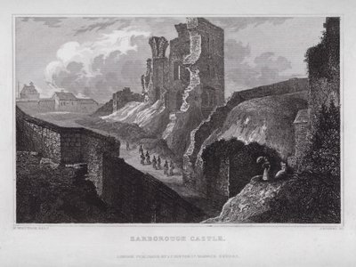 Scarborough Kalesi (gravür) by Nathaniel (after) Whittock