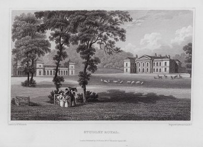 Studley Royal (gravür) by Nathaniel (after) Whittock