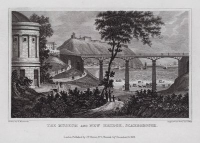 Müze ve Yeni Köprü, Scarborough (gravür) by Nathaniel (after) Whittock