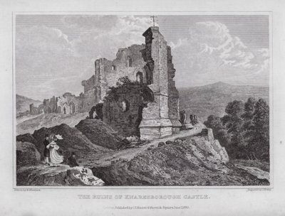 Knaresborough Kalesi Harabeleri (gravür) by Nathaniel (after) Whittock