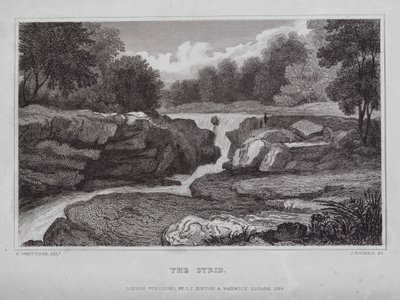 Strid (gravür) by Nathaniel (after) Whittock