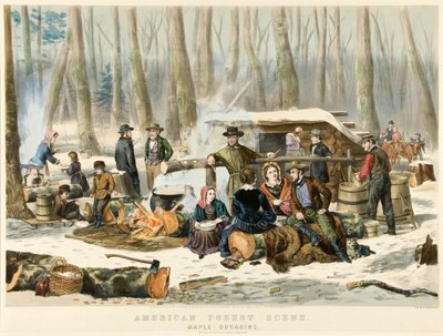 Amerikan Orman Manzarası - Akçaağaç Şekerleme, pub. 1855 by Nathaniel Currier