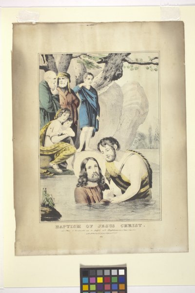 İsa Mesih'in Vaftizi (elle renkli taşbaskı) by Nathaniel Currier