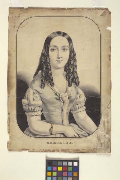 Caroline (elle renklendirilmiş litografi) by Nathaniel Currier