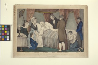 Washington'un Ölümü (elle renkli taşbaskı) by Nathaniel Currier