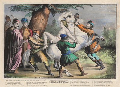 Mazeppa: Dört (4) Plakalı Setin 1. Plakası (Bir Ata Bağlanmış) by Nathaniel Currier