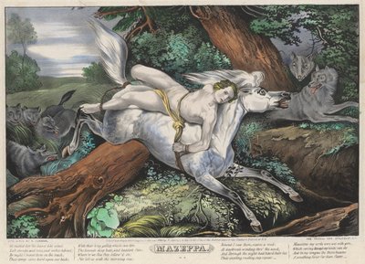 Mazeppa: Dört (4) Plakalı Setin 2. Plakası (Kurtlar Tarafından Takip Edilir) by Nathaniel Currier