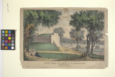 Genl'in Mezarı. WH Harrison (elle renklendirilmiş litografi) by Nathaniel Currier