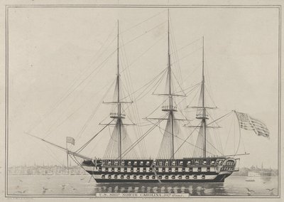 ABD Gemisi Kuzey Karolina, 102 Silah, 1843., 1843. by Nathaniel Currier
