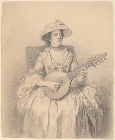 Cittern oynayan kadın by Nathaniel Dance Holland