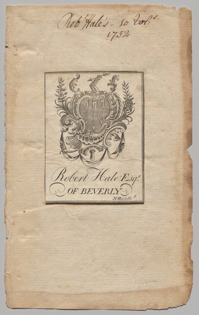 Bookplate: Arması Robert Hale, Esq. yazılı by Nathaniel Hurd