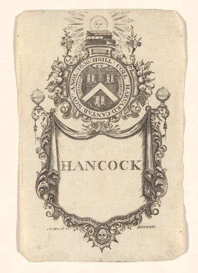 Harvard College Bookplate (Hancock) by Nathaniel Hurd