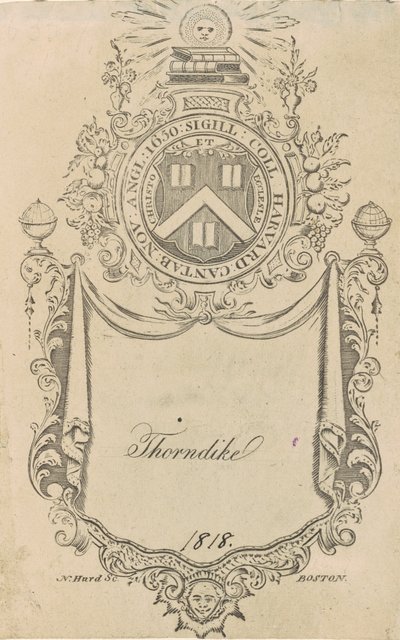 Mesih ve Kilise Mührü ile Harvard College Bookplate by Nathaniel Hurd