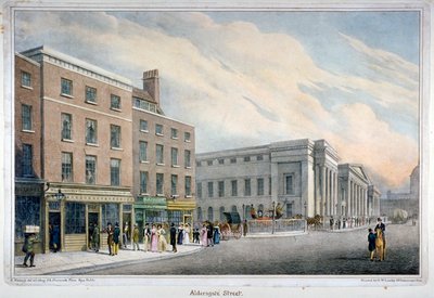 Aldersgate Caddesi, Londra Şehri, c1830 by Nathaniel Whittock