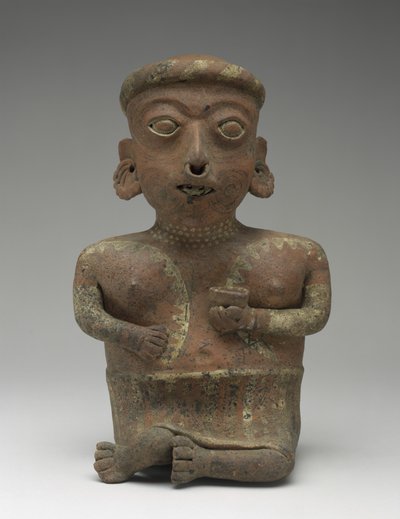 Kadın Figürü, Oturan Çift Parçası, MÖ 300-MS 300 (astarlı toprak kap) by Nayarit Nayarit