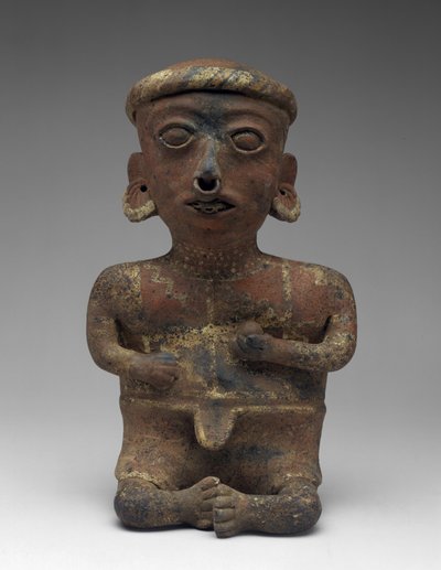 Erkek Figürü, Oturan Çift Parçası, MÖ 300-MS 300 (astarlı toprak kap) by Nayarit Nayarit