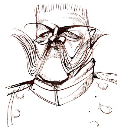 Paul von Hindenburg -Polonya doğumlu, Alman general ve cumhurbaşkanı (1847-1934); karikatür by Neale Osborne
