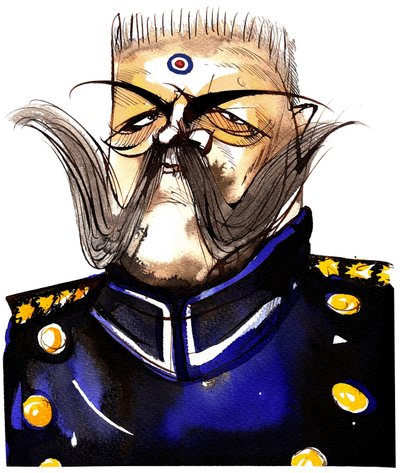 Paul von Hindenburg -Polisi yavukiye, jenerali w’Ubudage na perezida (1847-1934); amabara karicature by Neale Osborne