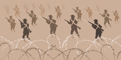 Süngü ile Birinci Dünya Savaşı askerleri - siperlerden çıkan by Neale Osborne
