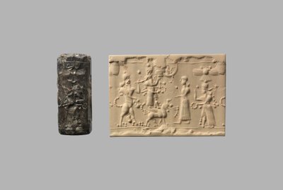Akrep adam ve modern izlenimli silindir mühür, MÖ 8-7. yy (kuvars, kripto kristal) by Neo Assyrian