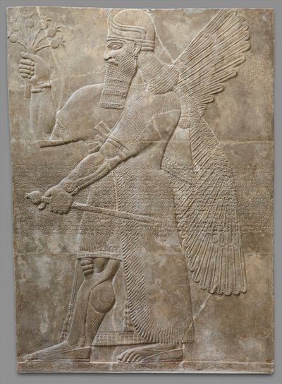 Rölyef panosu, Yeni Assur, yaklaşık M.Ö.883-859. (alçıtaşı kaymaktaşı) by Neo Assyrian