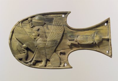 Oturan bir sfenks ile kabartma olarak oyulmuş at feneri, MÖ 8. yy. by Neo Assyrian Neo Assyrian